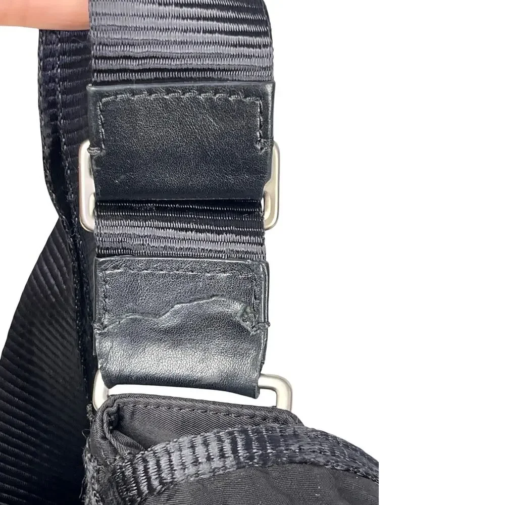 CHANEL Sport Line Black Quilted Nylon Messenger Crossbody Buckle Flap Bag
